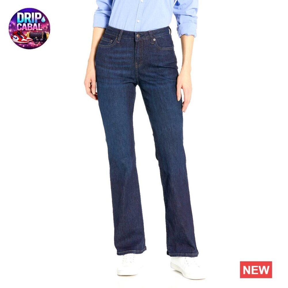Mid-Rise Bootcut Jeans Stretchy Slim Fit Classic Denim Women's Pants